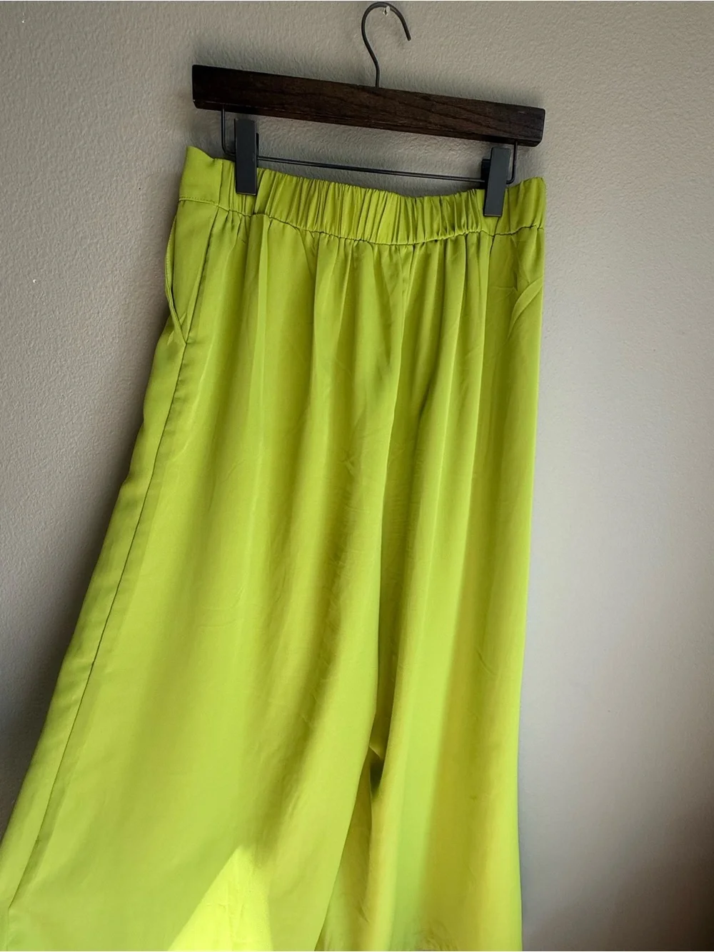 Neon green j.NNA for Dressed in LALA wide leg pants